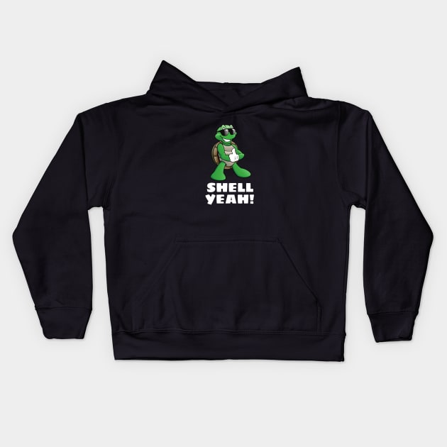 Shell Yeah | Turtle Pun Kids Hoodie by Allthingspunny